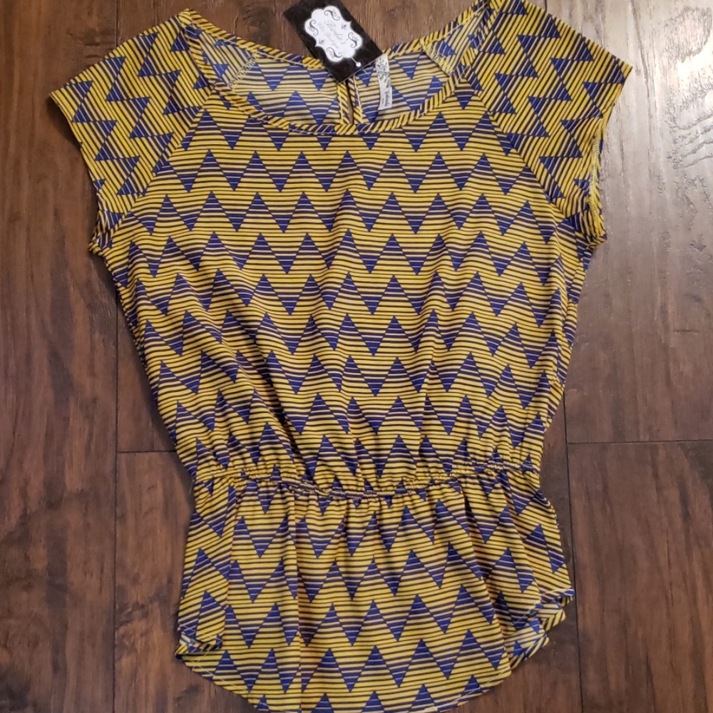 Purple Gold Blouse with elastic waist
